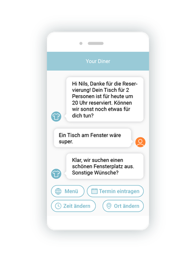 LINK Mobility - table reservations and automated customer support can be easily mapped with a chatbot